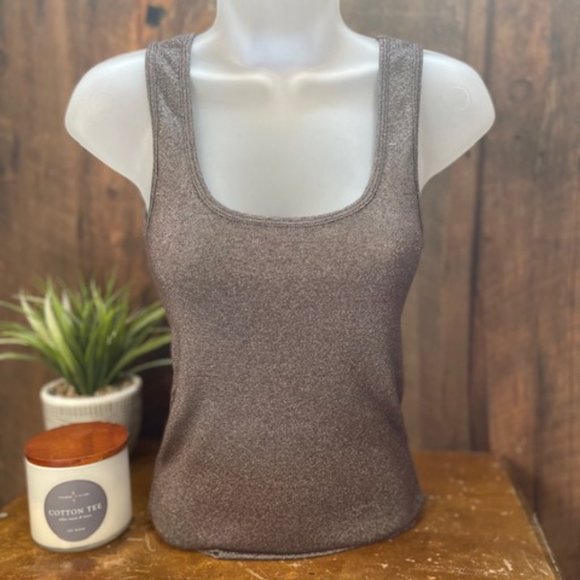 Michael Stars Brown/Silver Shimmer Tank Top - One Size - Picture 1 of 10
